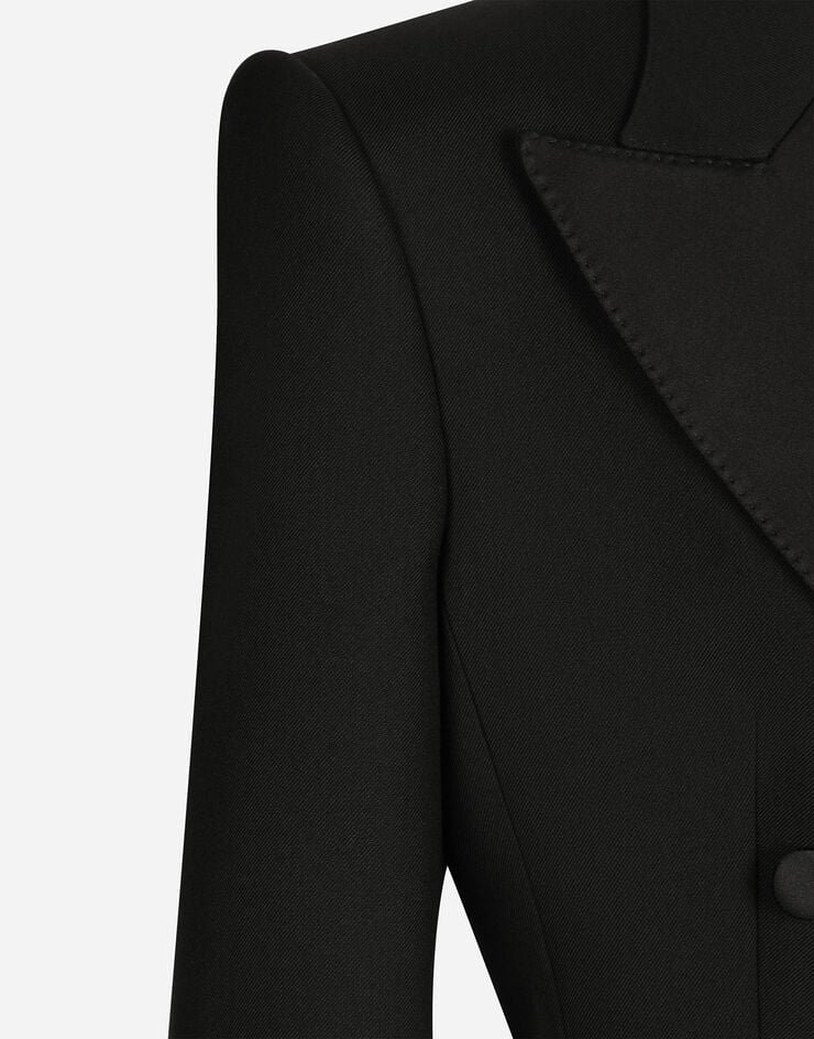 Dolce & Gabbana Abrigo Tipo Esmoquin De Botonadura Doble En Gabardina De Lana Con Laterales Acolchados