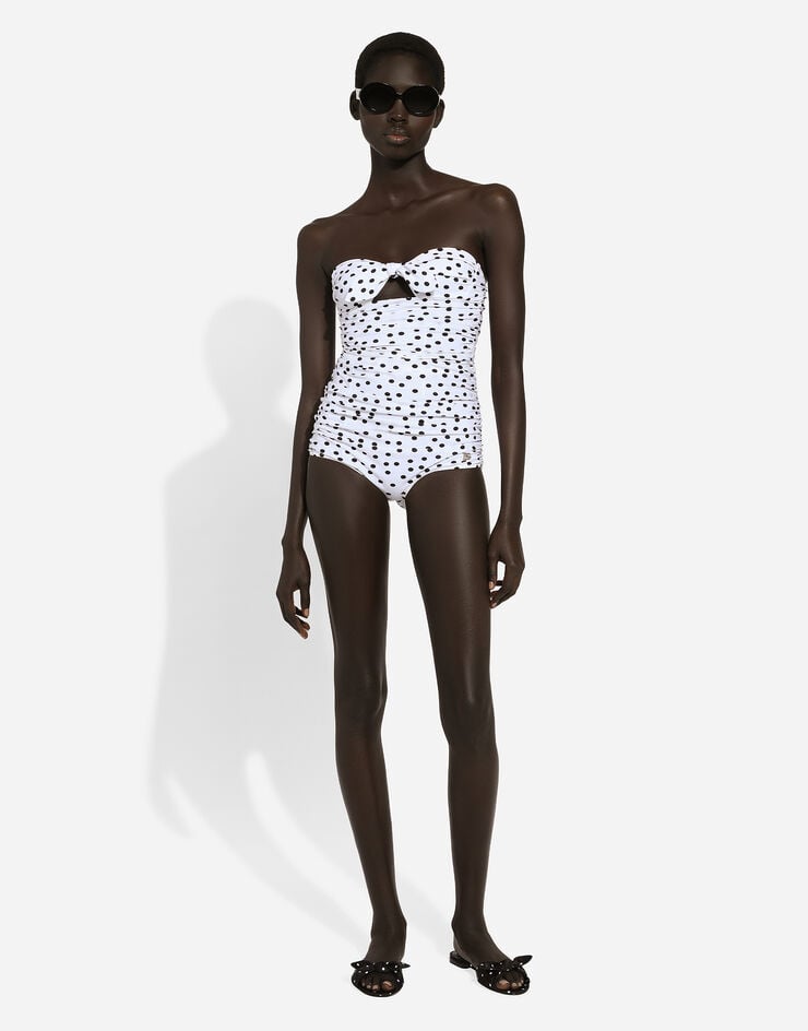 Dolce & Gabbana Bañador Sin Tirantes Con Estampado De Lunares