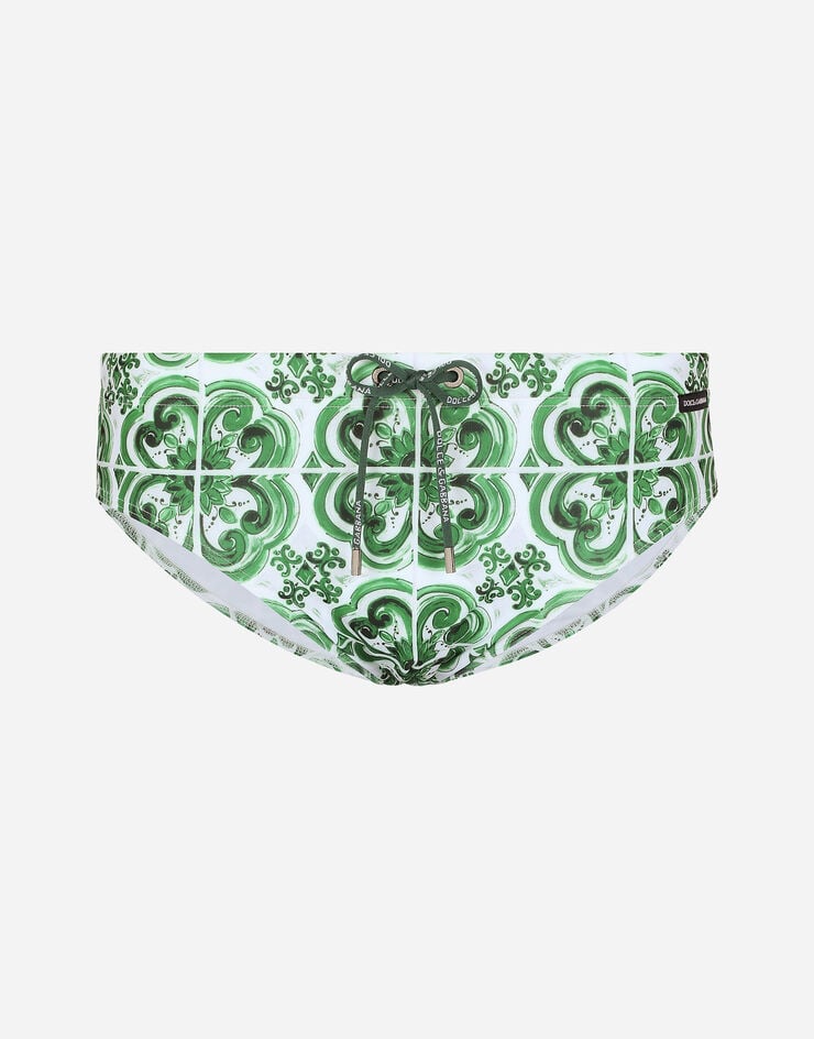 Dolce & Gabbana Bañador slip alto con estampado Maiolica