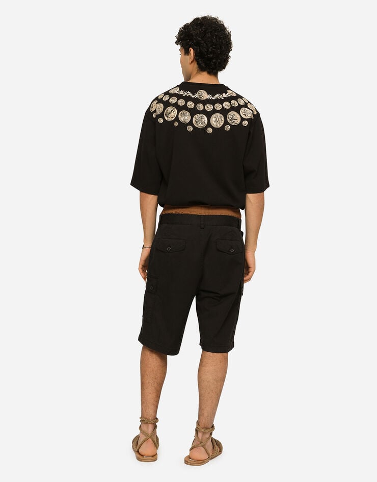 Dolce & Gabbana Bermudas Cargo De Algodón Elástico Con Placa Con Logotipo