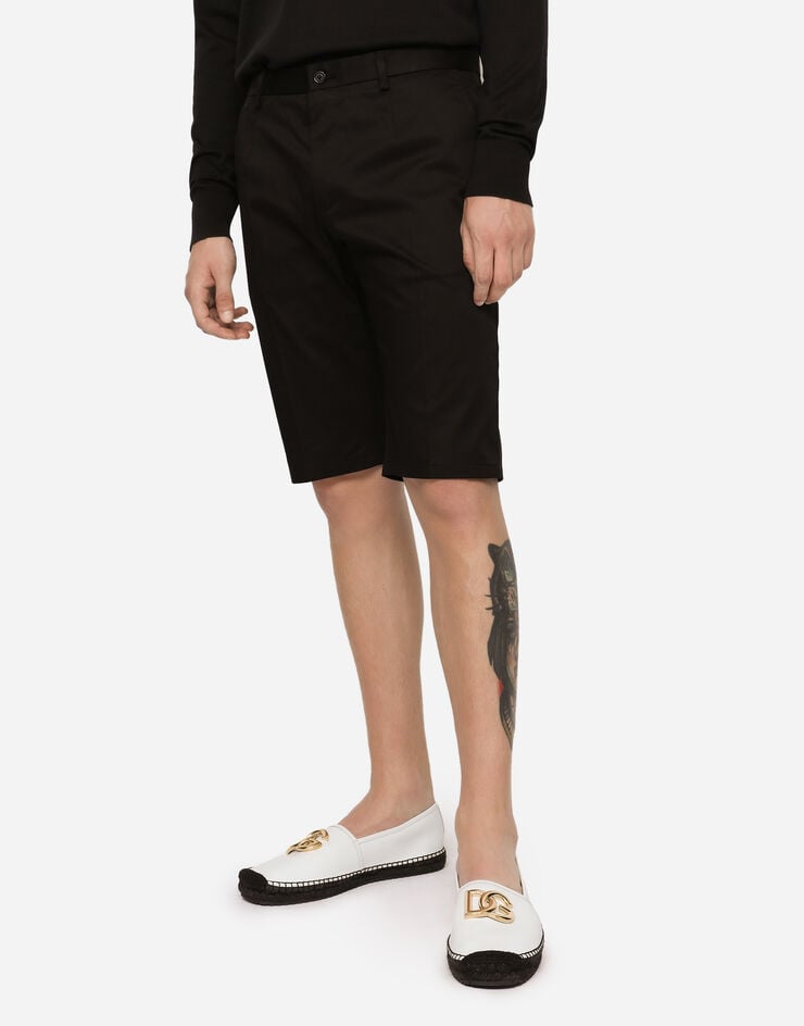Dolce & Gabbana Bermudas De Algodón Elástico Con Bordado DG
