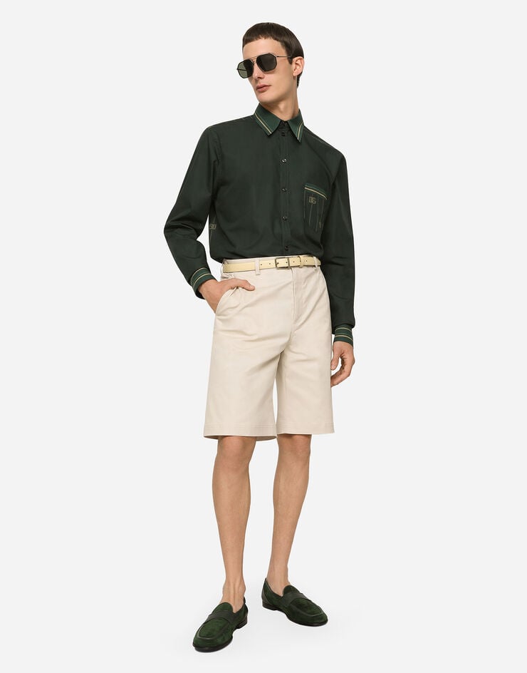 Dolce & Gabbana Bermudas De Algodón Elástico Con Placa Con Logotipo