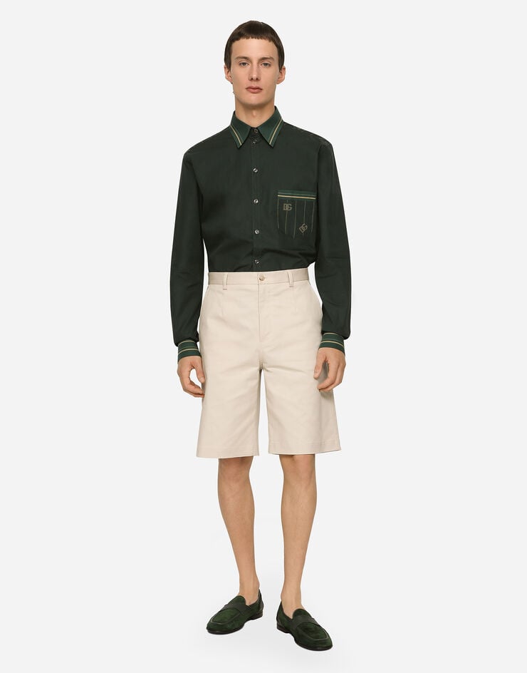 Dolce & Gabbana Bermudas De Algodón Elástico Con Placa Con Logotipo