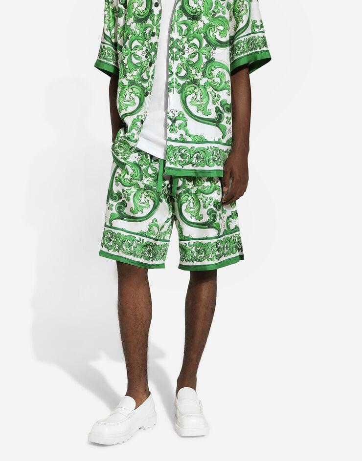 Dolce & Gabbana Bermudas De Chándal De Seda Con Estampado Maiolica