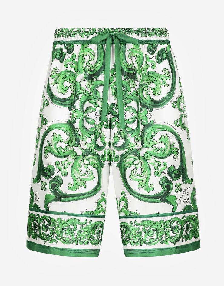Dolce & Gabbana Bermudas de chándal de seda con estampado Maiolica