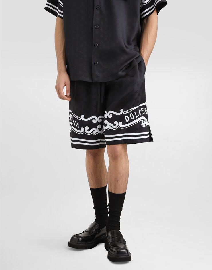Dolce & Gabbana Bermudas De Seda Con Detalles Estampado Bandana