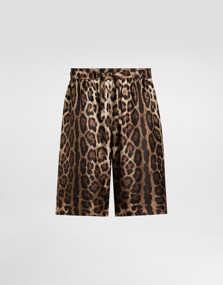 Dolce & Gabbana Bermudas de seda con estampado Leopardo