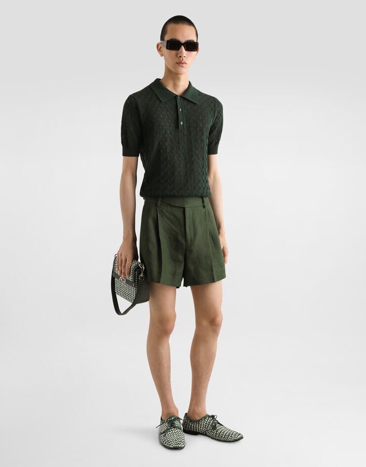 Dolce & Gabbana Bermudas De Tela De Lino Con Doble Pinza