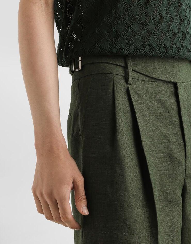 Dolce & Gabbana Bermudas De Tela De Lino Con Doble Pinza