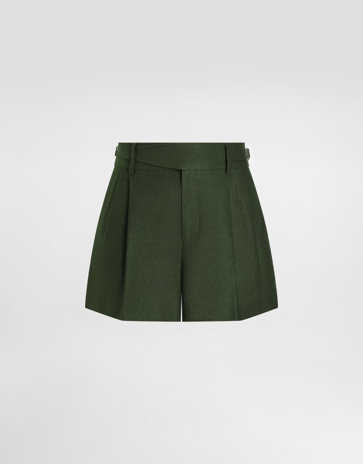 Dolce & Gabbana Bermudas de tela de lino con doble pinza