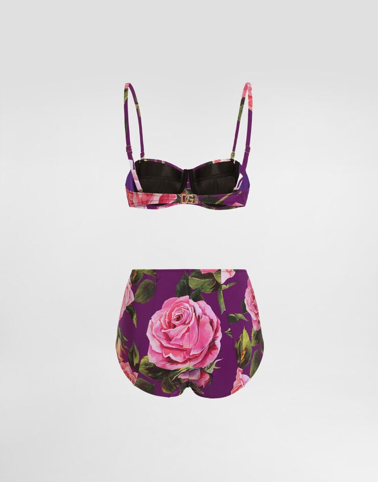 Dolce & Gabbana Bikini Balconette Y Culotte Con Estampado De Rosas