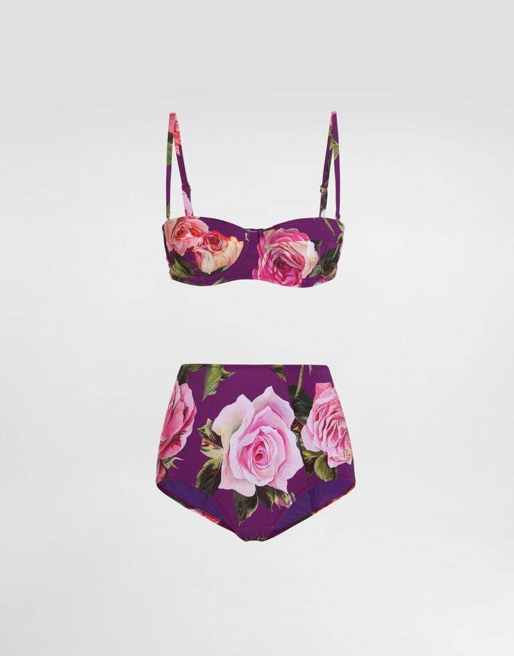 Dolce & Gabbana Bikini balconette y culotte con estampado de rosas