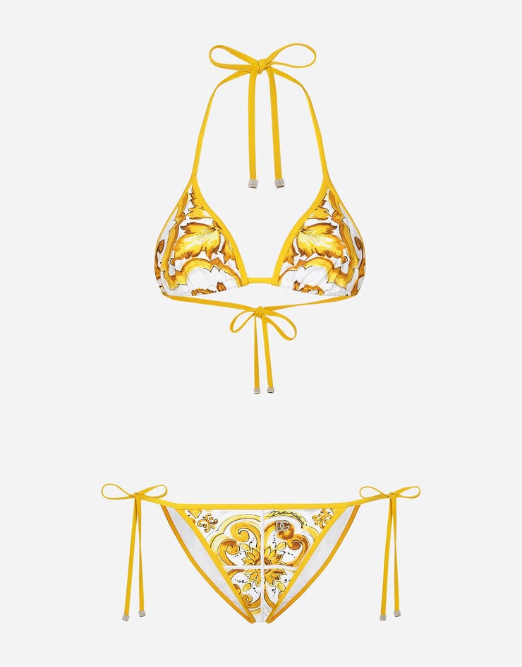 Dolce & Gabbana Bikini De Triángulo Con Estampado Maiolica