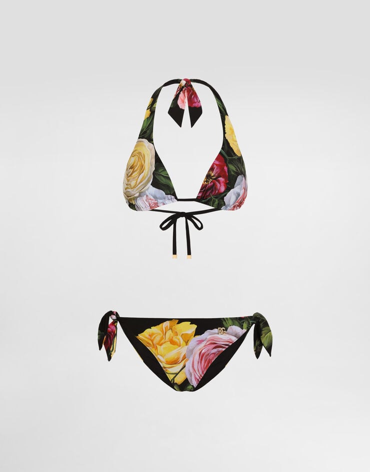Dolce & Gabbana Bikini de triángulo con relleno estampado de rosas y peonías