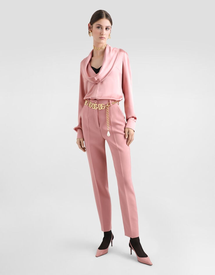 Dolce & Gabbana Blusa Con Cuello Chal De Raso De Seda