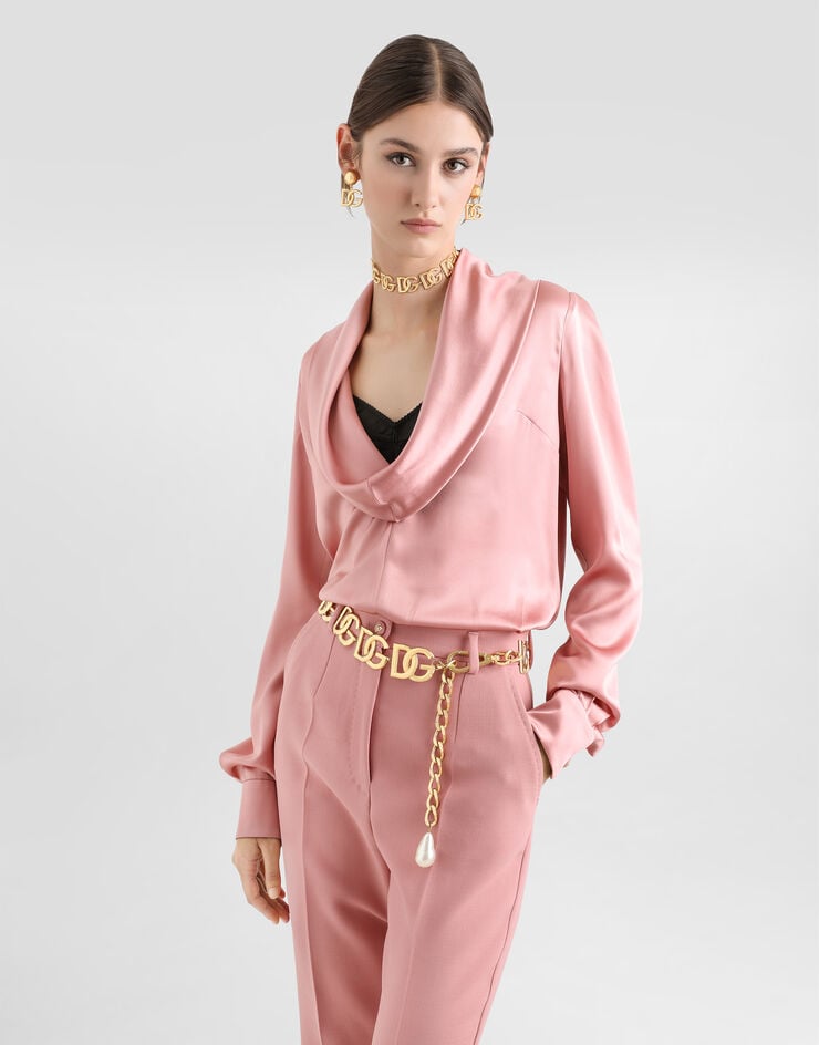 Dolce & Gabbana Blusa Con Cuello Chal De Raso De Seda