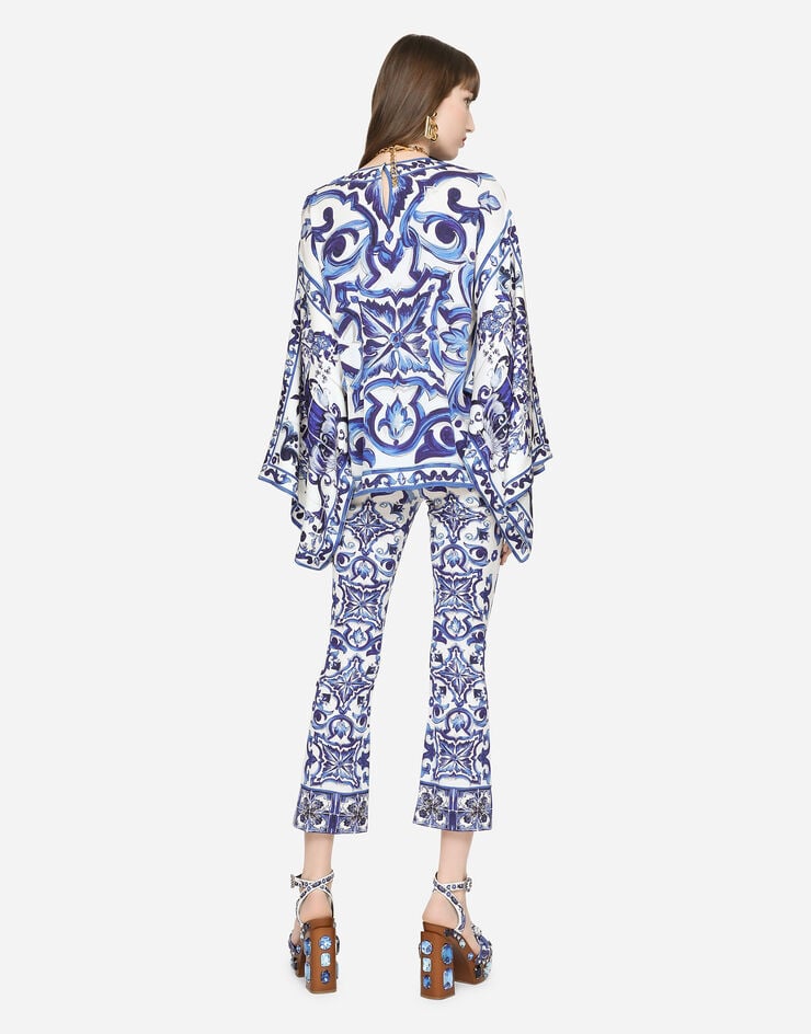 Dolce & Gabbana Blusa De Charmeuse Con Estampado De Mayólica