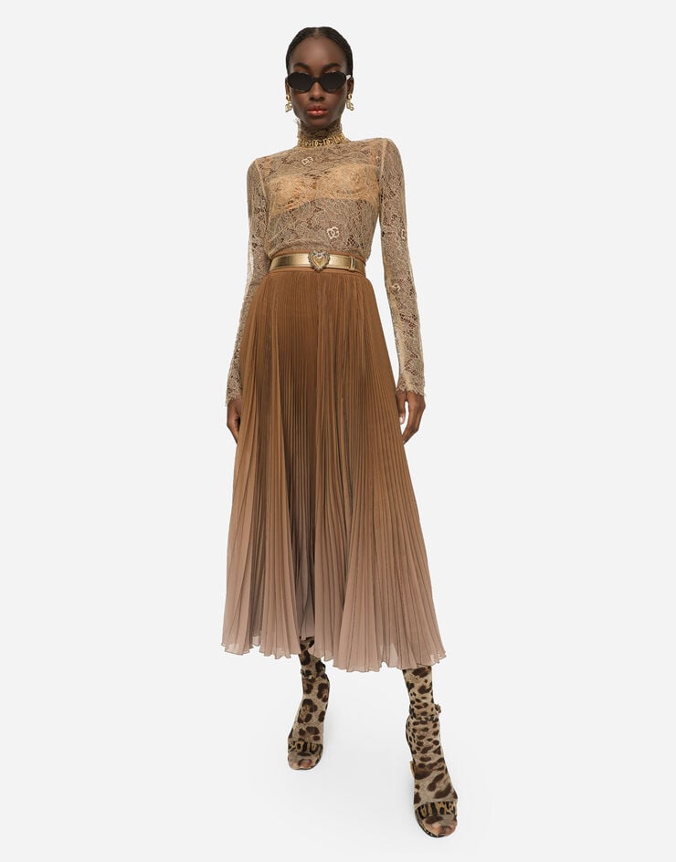 Dolce & Gabbana Blusa De Cuello Alto En Encaje Floral