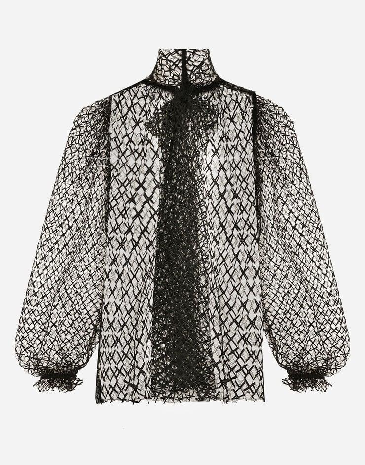 Dolce & Gabbana Blusa de malla con lazada en el cuello