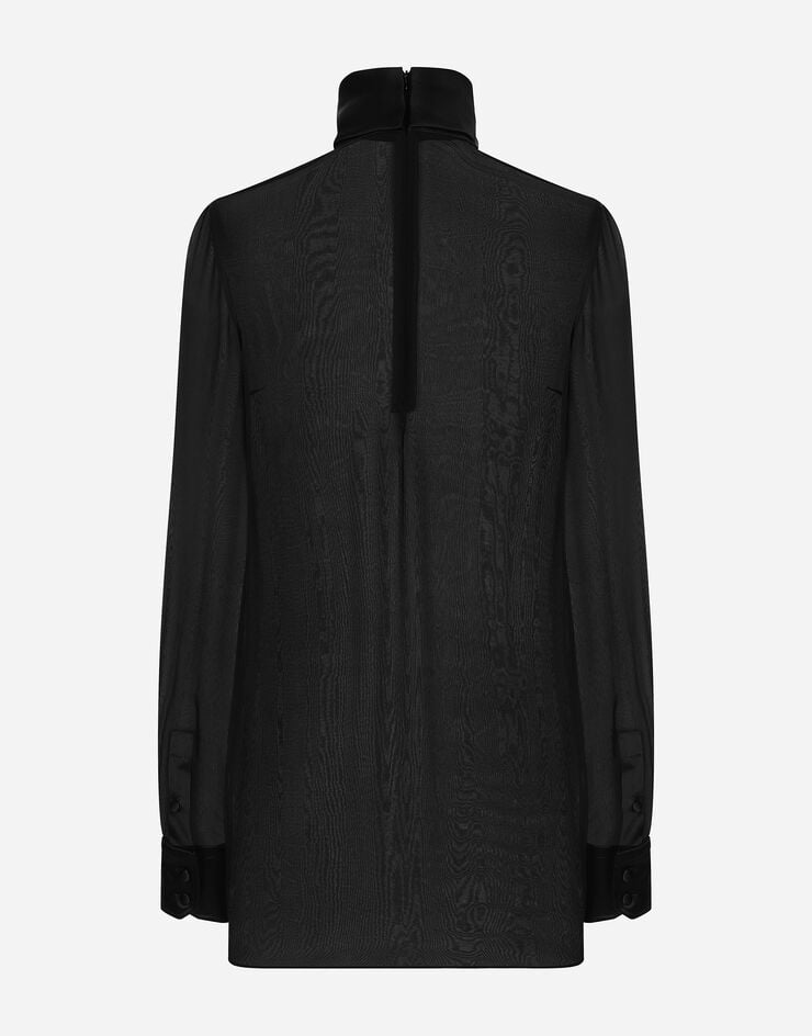 Dolce & Gabbana Blusa En Chifón De Seda Con Detalles En Raso De Seda