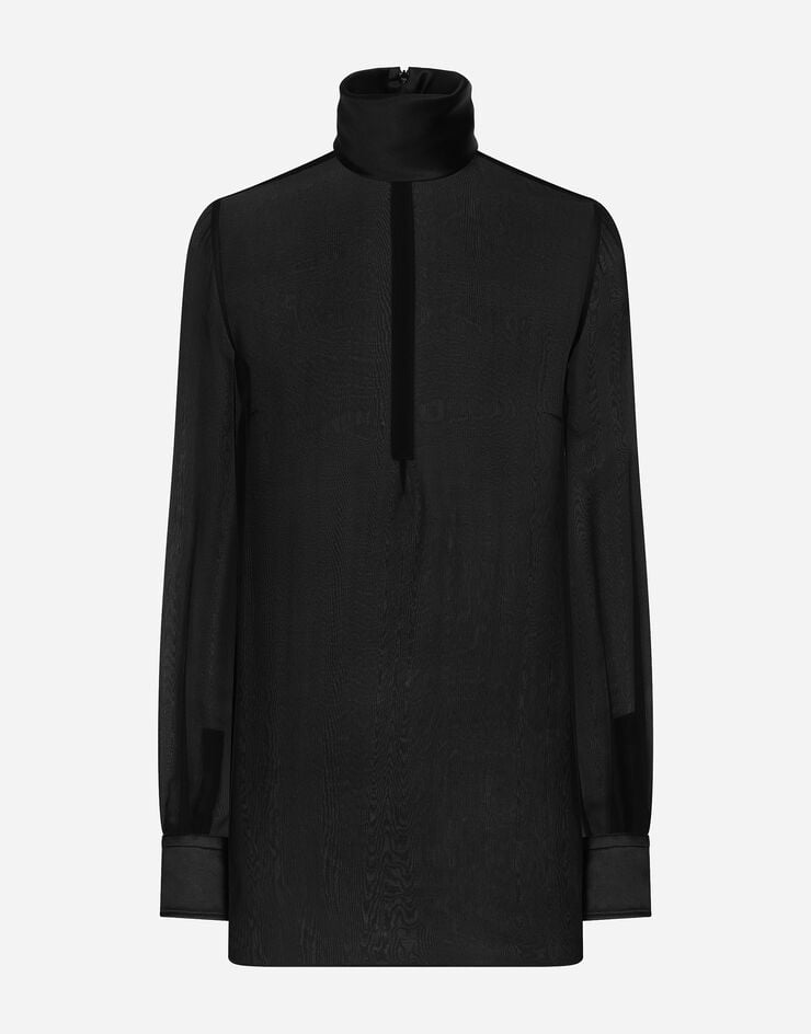 Dolce & Gabbana Blusa en chifón de seda con detalles en raso de seda