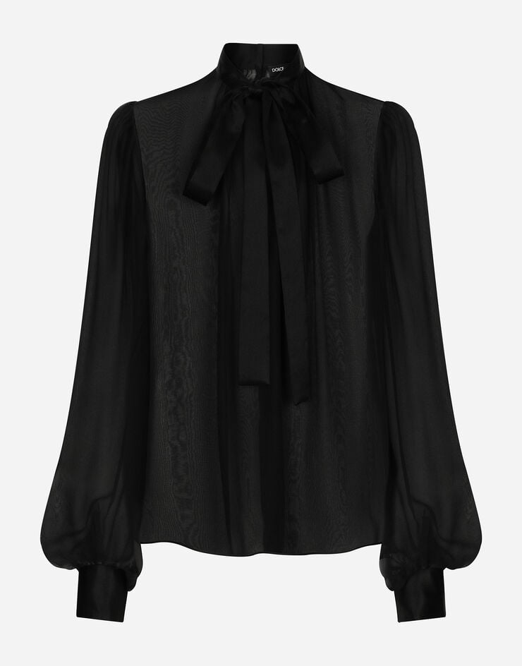 Dolce & Gabbana Blusa en chifón de seda con lazada en el cuello