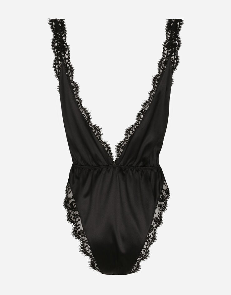 Dolce & Gabbana Bodi De Pernera Alta De Seda Y Encaje