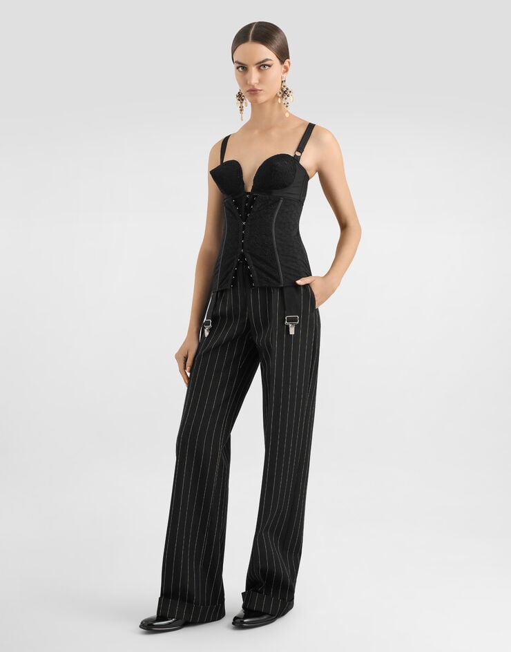 Dolce & Gabbana Bodi Escotado De Elástico Y Encaje Con Copas Cónicas