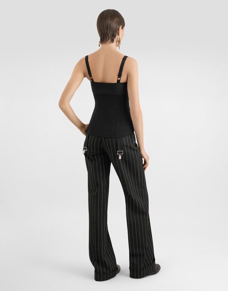 Dolce & Gabbana Bodi Escotado De Elástico Y Encaje Con Copas Cónicas