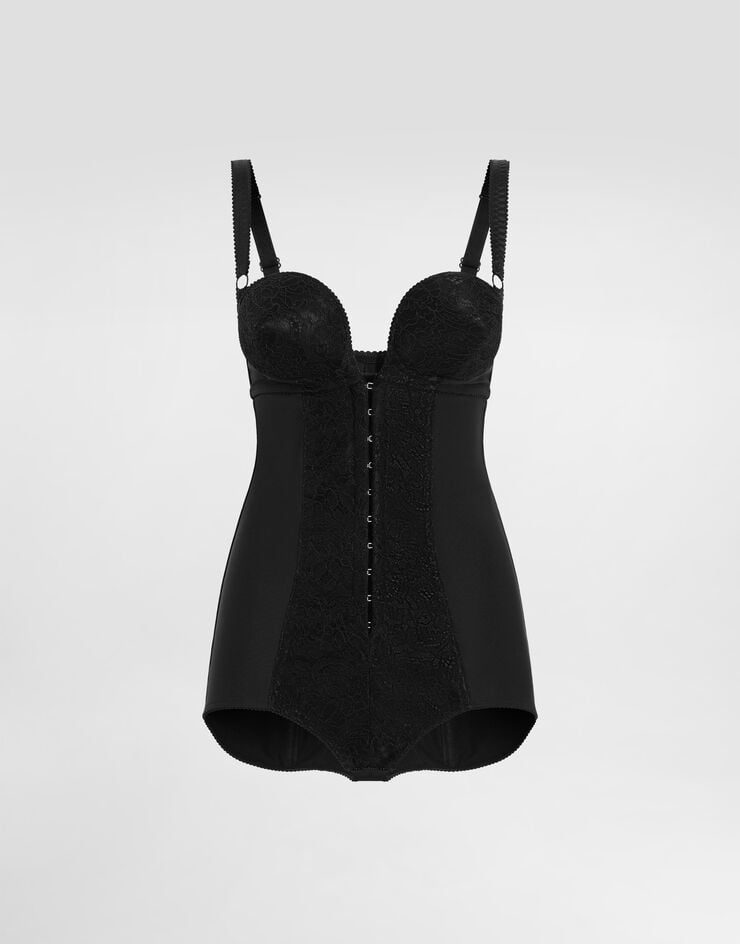 Dolce & Gabbana Bodi Escotado De Elástico Y Encaje Con Copas Cónicas
