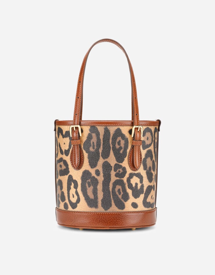Dolce & Gabbana Bolso Bombonera Pequeño En Crespo Estampado Leopardo Con Placa Con Logotipo