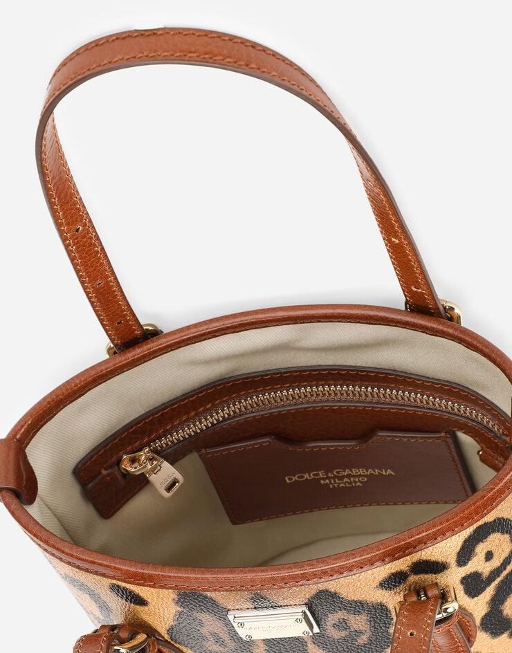 Dolce & Gabbana Bolso Bombonera Pequeño En Crespo Estampado Leopardo Con Placa Con Logotipo