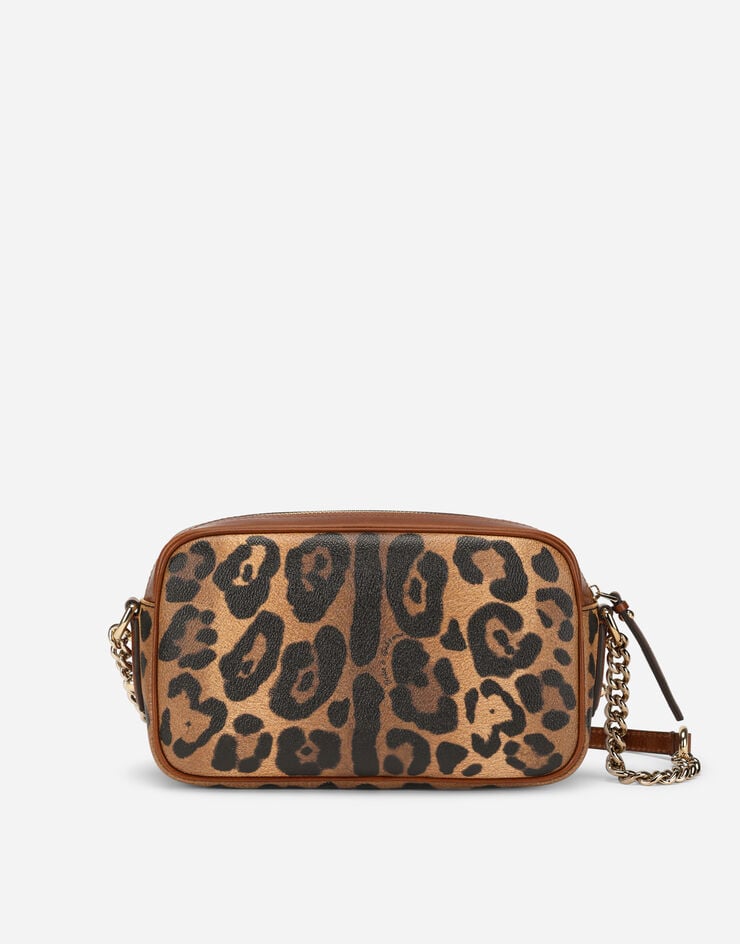 Dolce & Gabbana Bolso De Bandolera Mediano En Crespo Estampado Leopardo Con Placa Con Logotipo