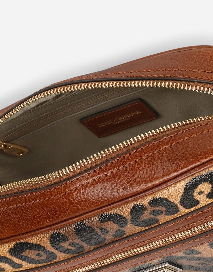 Dolce & Gabbana Bolso De Bandolera Mediano En Crespo Estampado Leopardo Con Placa Con Logotipo