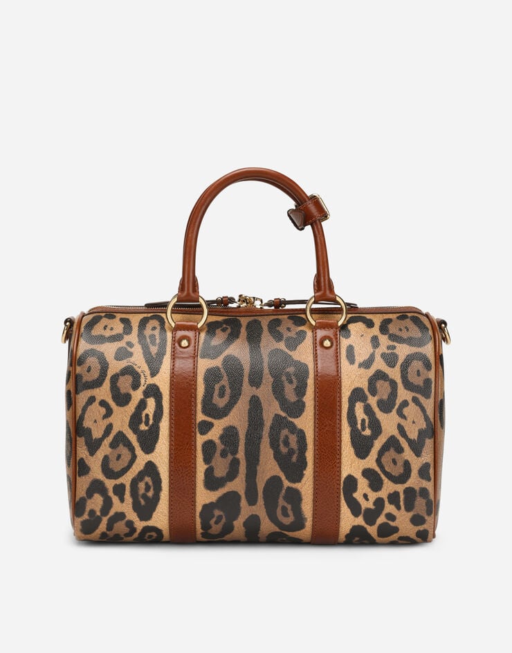 Dolce & Gabbana Bolso De Mano En Crespo Estampado Leopardo Con Placa Con Logotipo