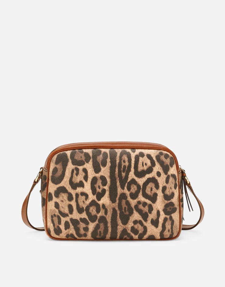 Dolce & Gabbana Bolso De Mano En Crespo Estampado Leopardo Con Placa Con Logotipo
