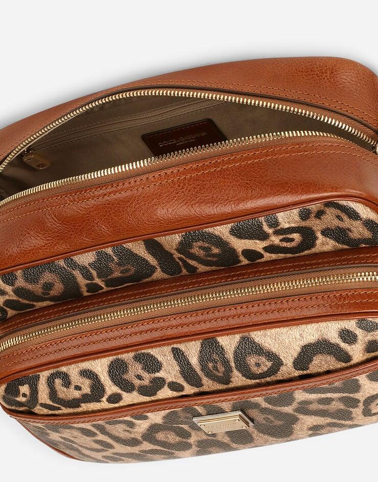 Dolce & Gabbana Bolso De Mano En Crespo Estampado Leopardo Con Placa Con Logotipo