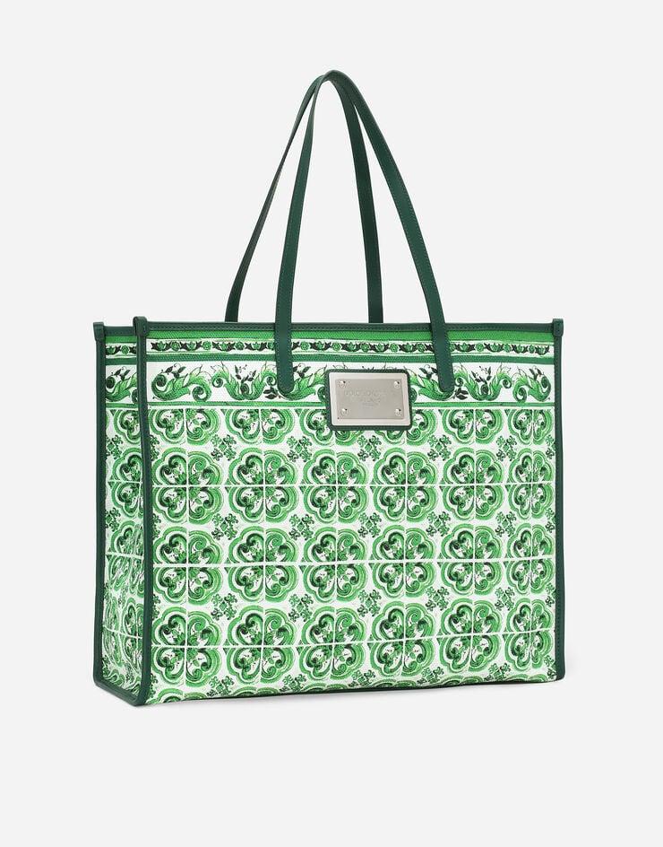 Dolce & Gabbana Bolso Shopper Grande De Lona Con Estampado Maiolica