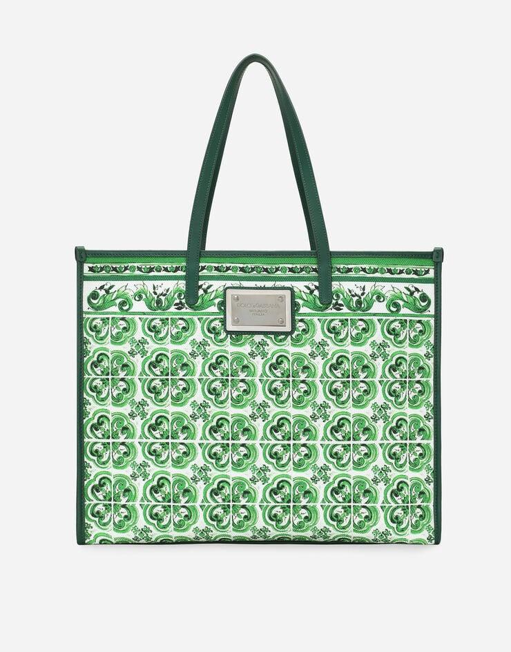 Dolce & Gabbana Bolso shopper grande de lona con estampado Maiolica