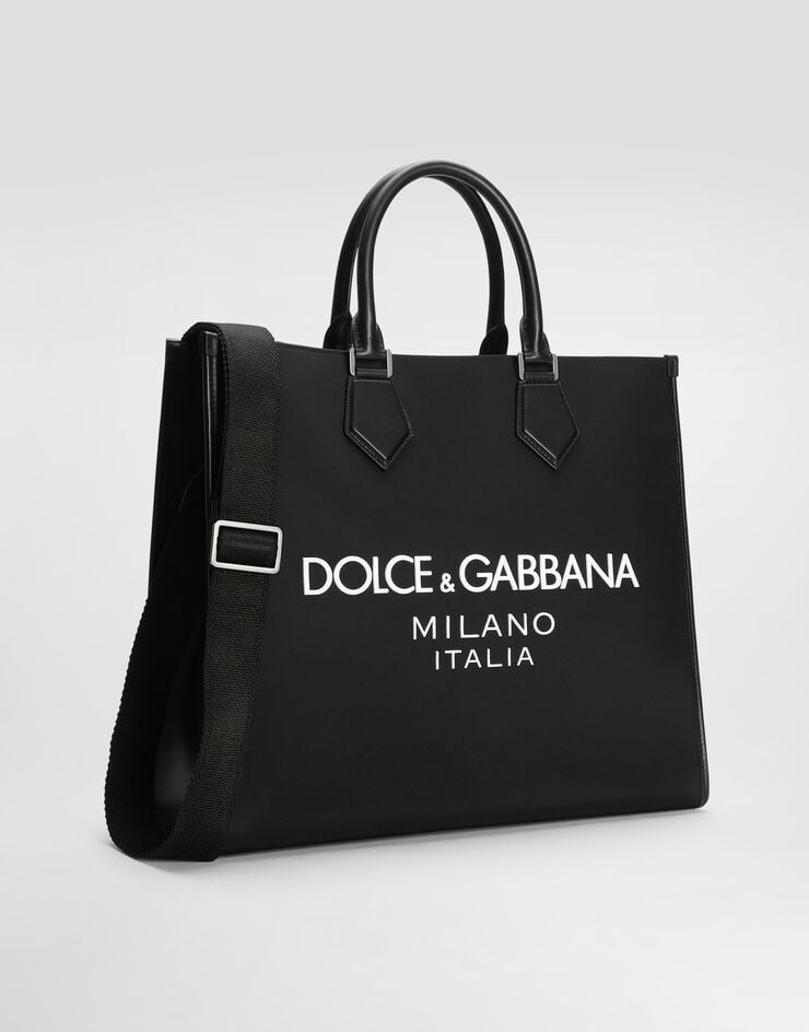 Dolce & Gabbana Bolso Shopper Grande De Nailon Con Logotipo Engomado