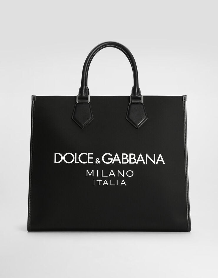 Dolce & Gabbana Bolso shopper grande de nailon con logotipo engomado