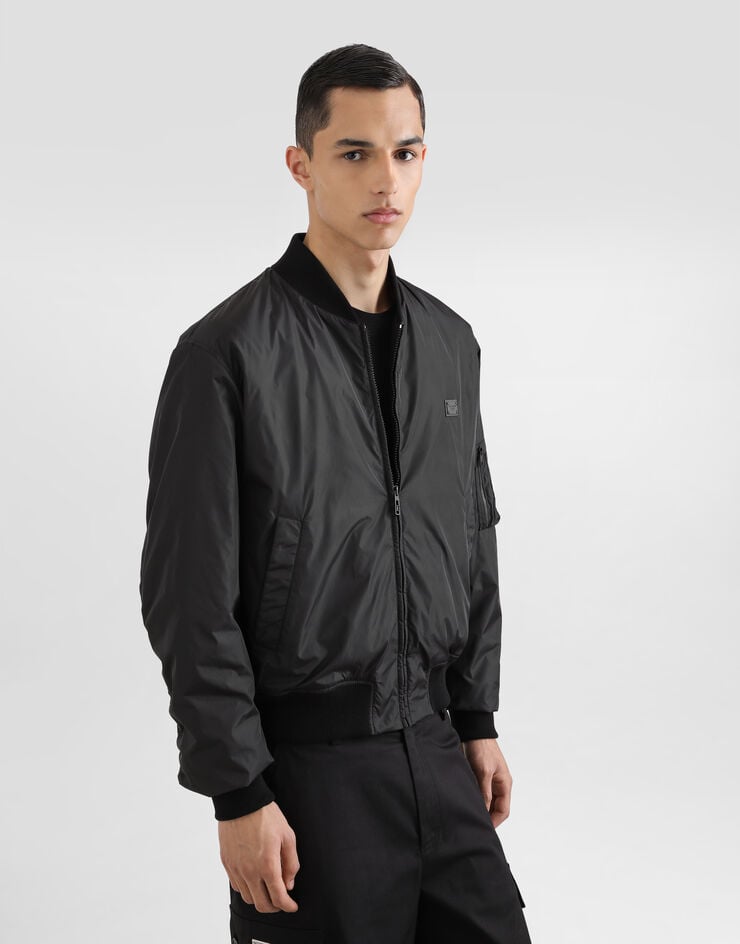 Dolce & Gabbana Bómber Acolchada De Tejido Técnico Con Placa