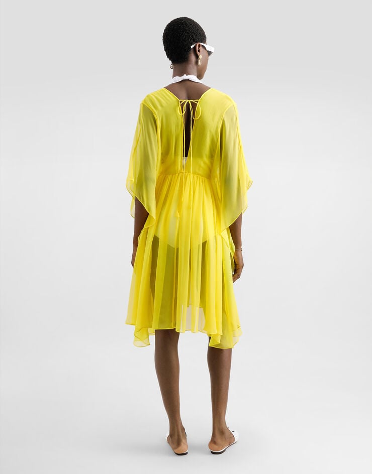 Dolce & Gabbana Caftán Corto De Chifón De Seda Con Cordón Ajustable