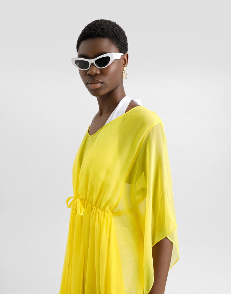 Dolce & Gabbana Caftán Corto De Chifón De Seda Con Cordón Ajustable