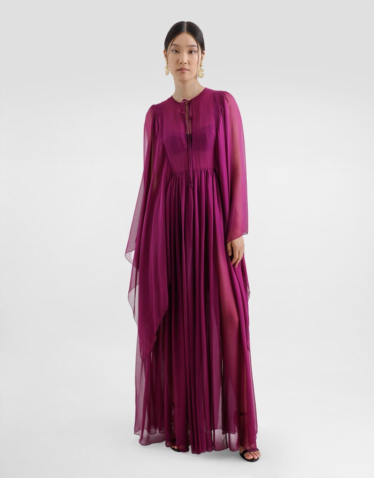 Dolce & Gabbana Caftán Largo De Chifón De Seda Con Cordón Ajustable