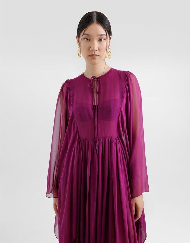 Dolce & Gabbana Caftán Largo De Chifón De Seda Con Cordón Ajustable