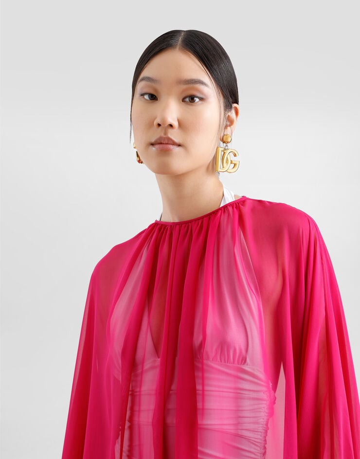 Dolce & Gabbana Caftán Largo De Chifón De Seda Con Cordón Ajustable