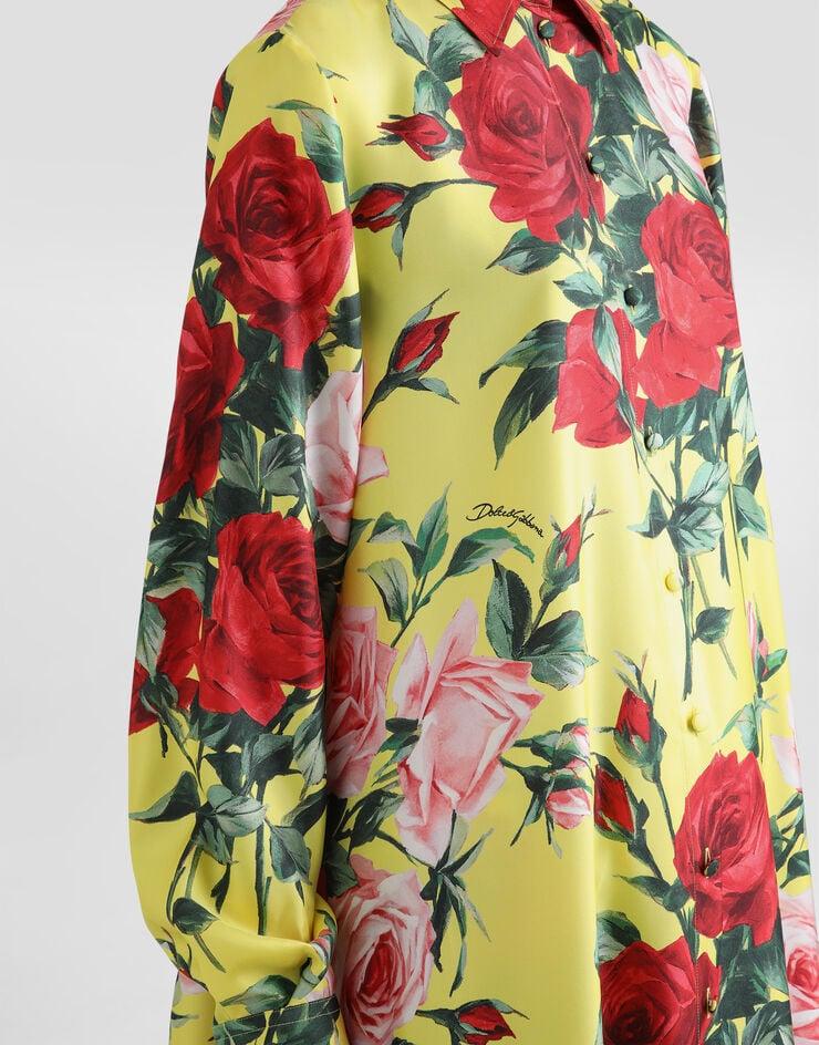 Dolce & Gabbana Caftán Largo De Raso De Seda Con Estampado Bouquet