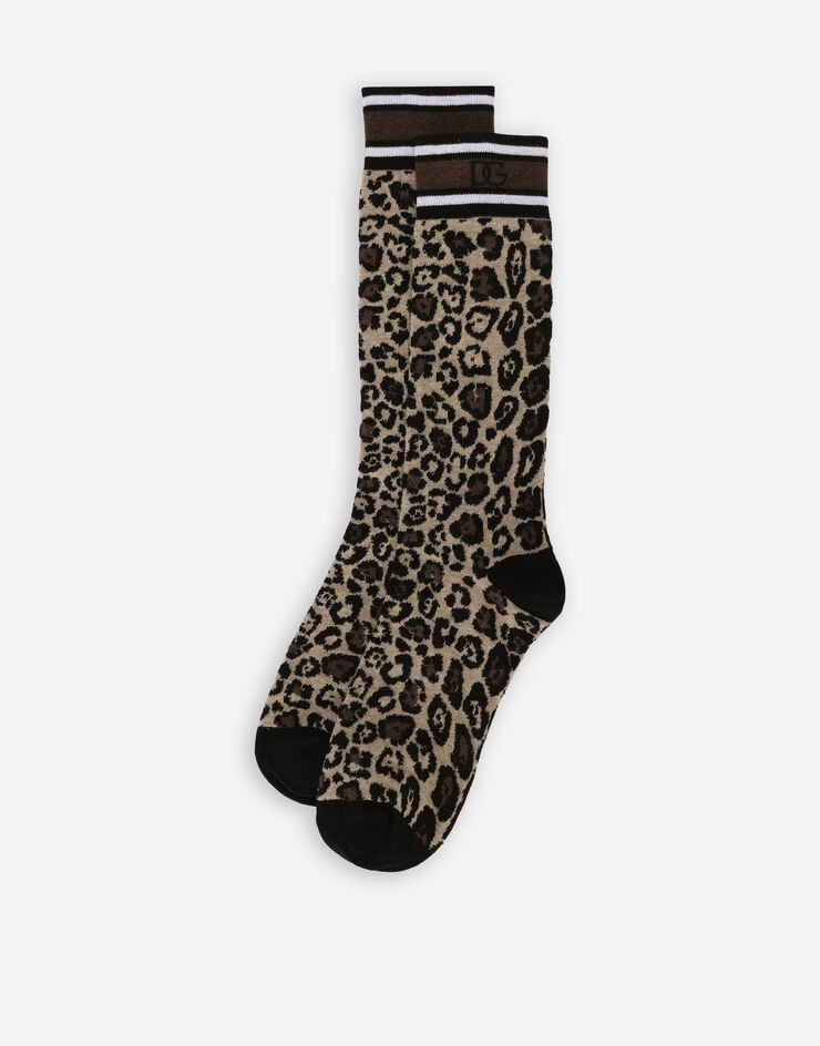 Dolce & Gabbana Calcetines De Algodón Jacquard Leopardo