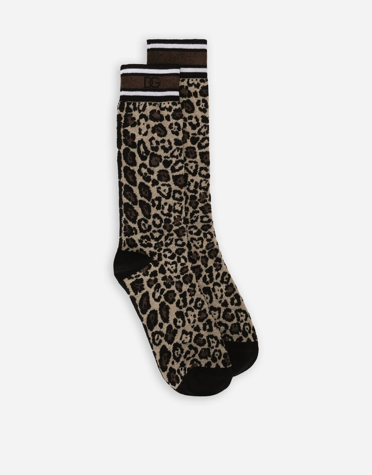 Dolce & Gabbana Calcetines De Algodón Jacquard Leopardo